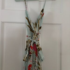 Lulu's Floral Maxi Dress in Light Blue and Red